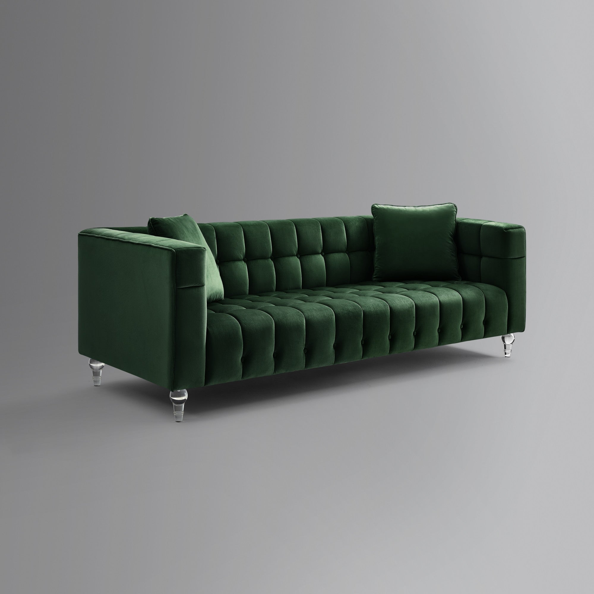 88" Hunter Green Velvet Tuxedo Sofa